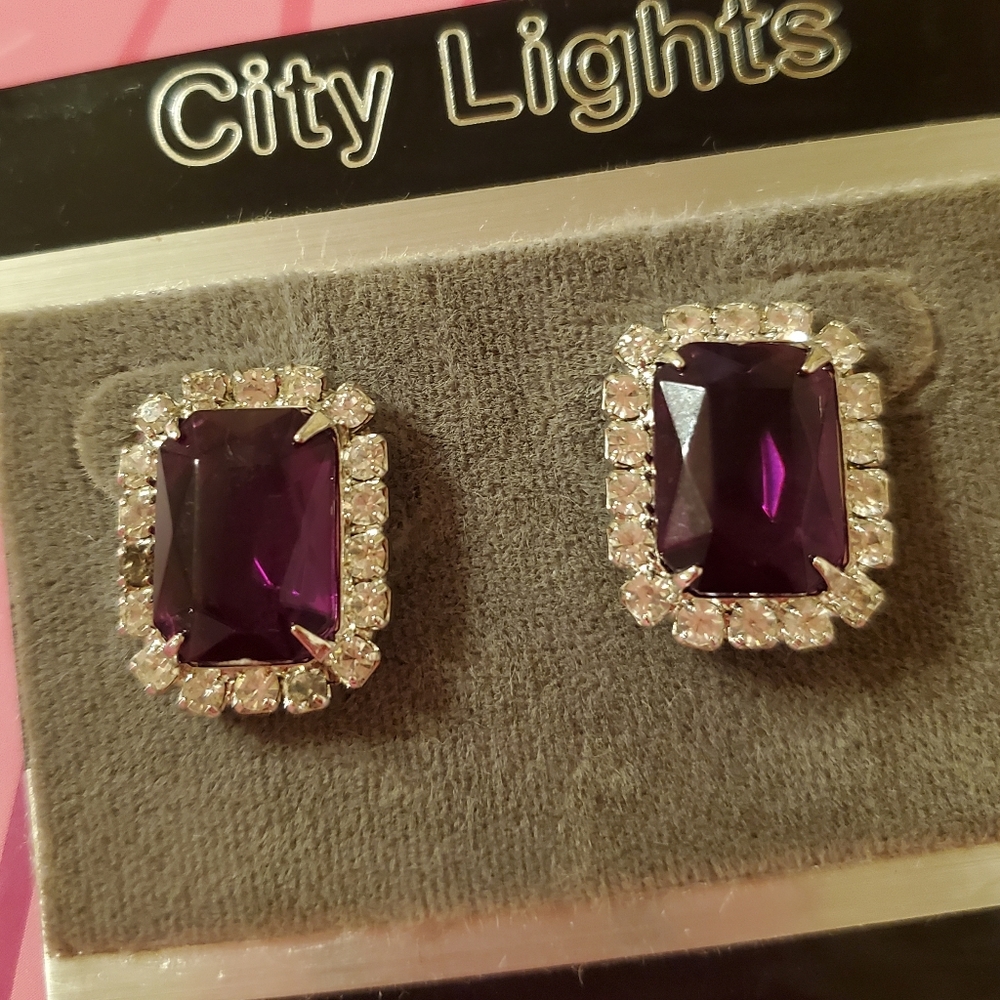 City Lights Vintage Rhinestone Square Halo Earring